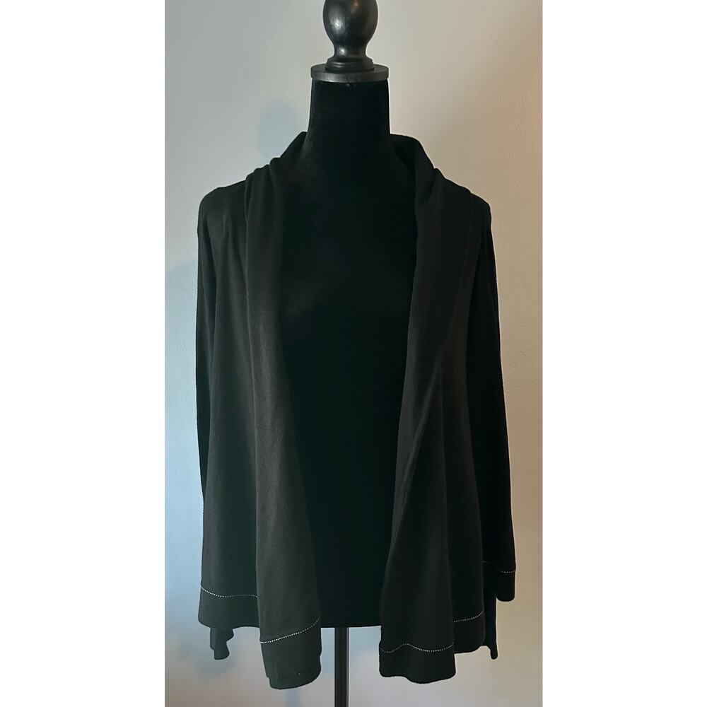 Cabi #3355 Women Medium Black Winsome Open Front Cardigan Knit Sweater Jacket